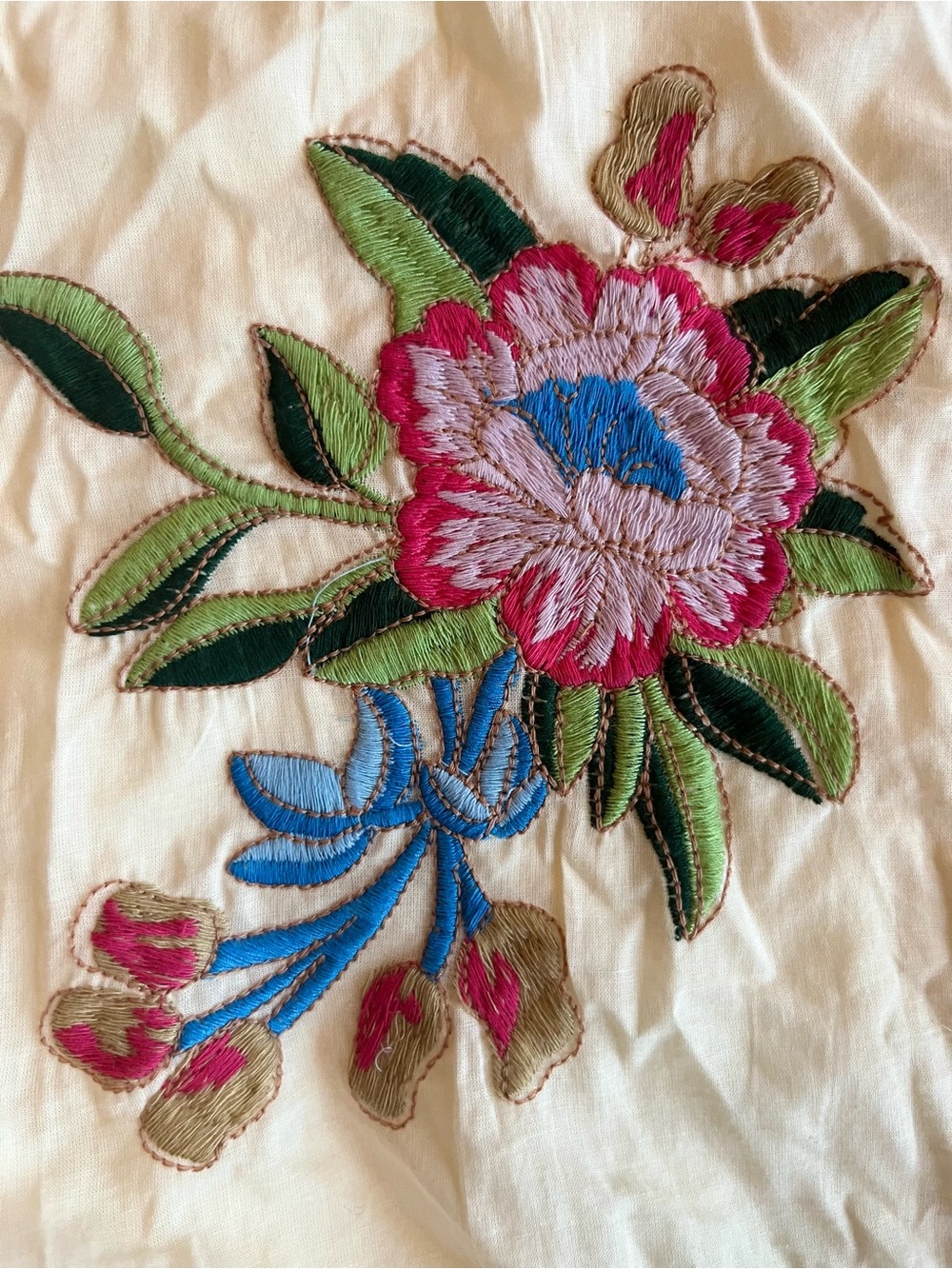 Jennifer & Grace Cream Embroidered Lace Tie-Front Blouse M Farm Rio garden - Picture 4 of 5